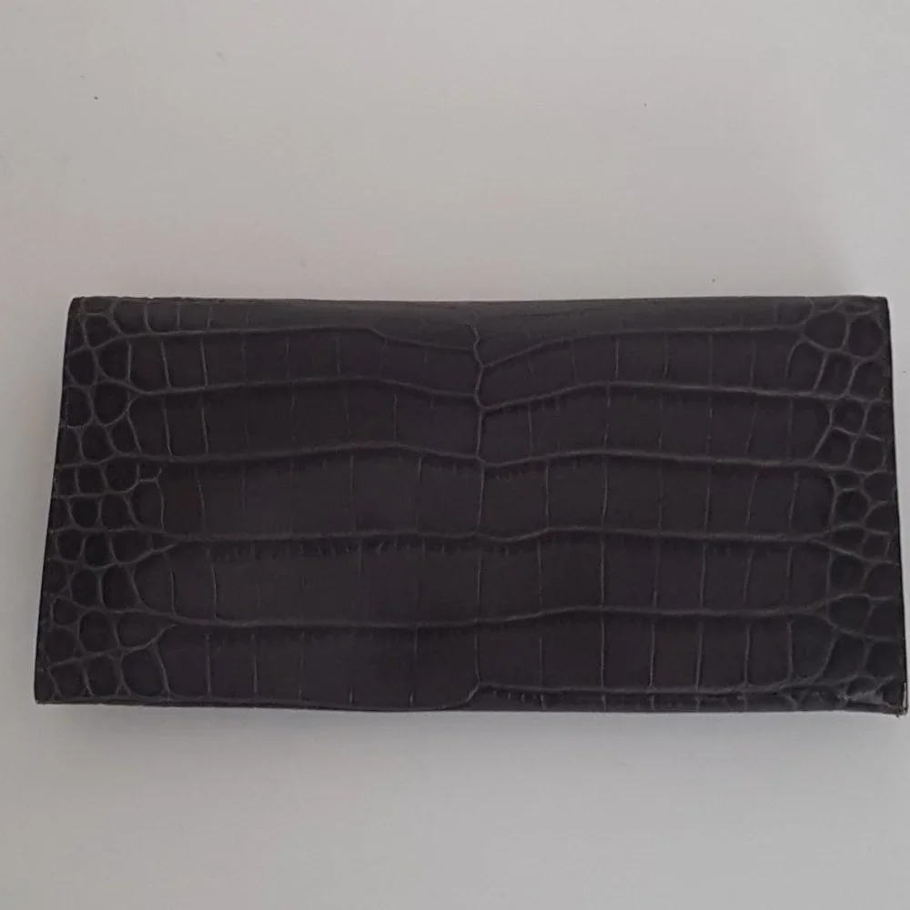 MICHAEL KORS JET SET CHARM LARGE WALLET ON A CHAIN BROWN  Leather Crocodile - Picture 3 of 16